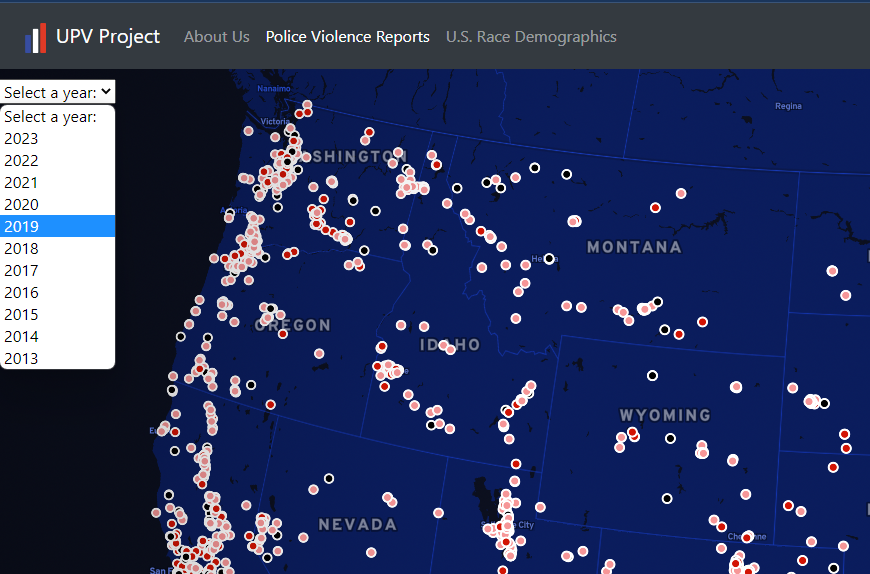 Webmap showing year dropdown selector
